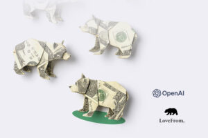 Money notes in shape of bears that reminds the bear logo of lovefrom